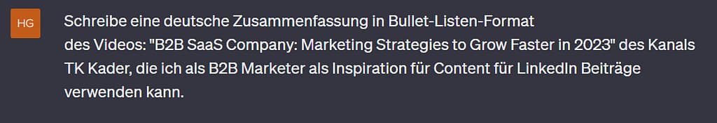 ChatGPT: Nutze ein Video als Content Inspiration