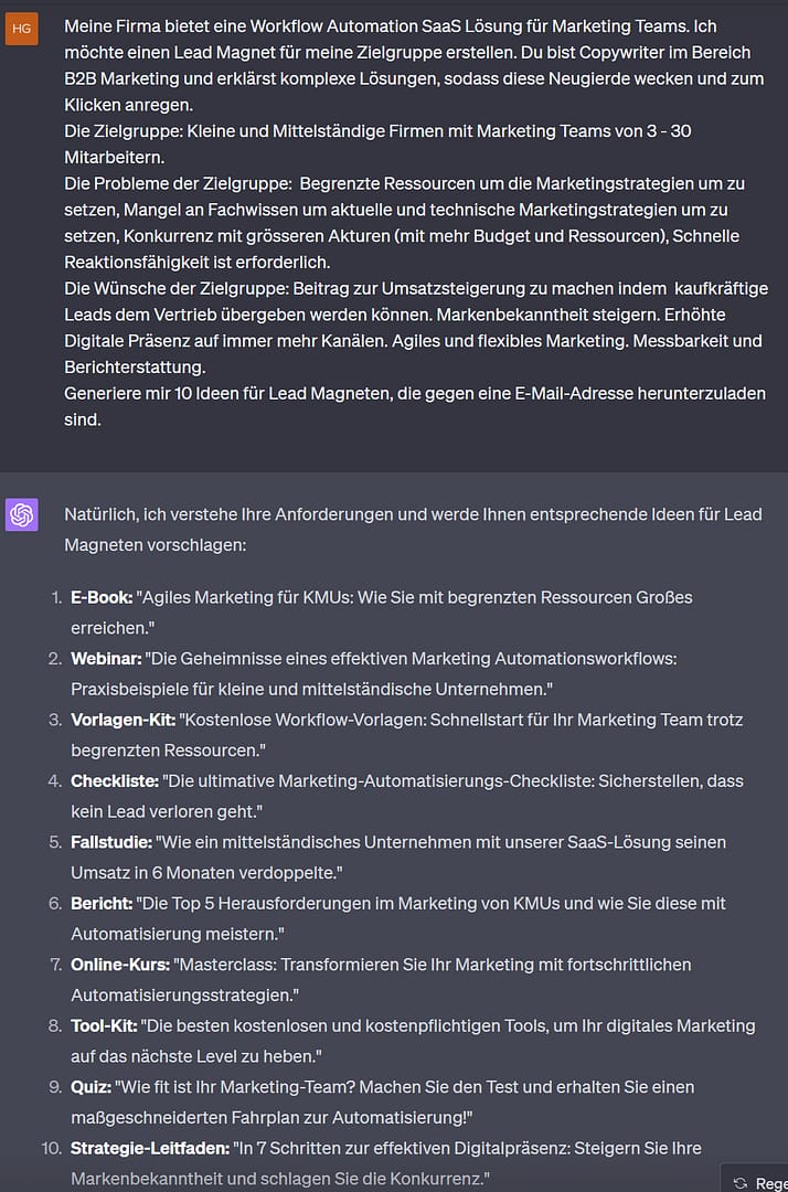 ChatGPT: Prompt zur Erstellung eines Lead Magnets